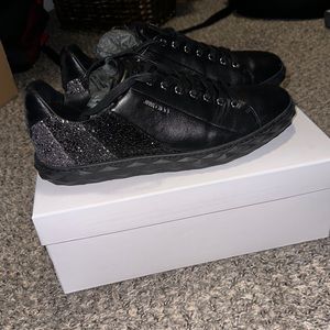 Jimmy Choo Diamond Light Black and Glitter Sneakers